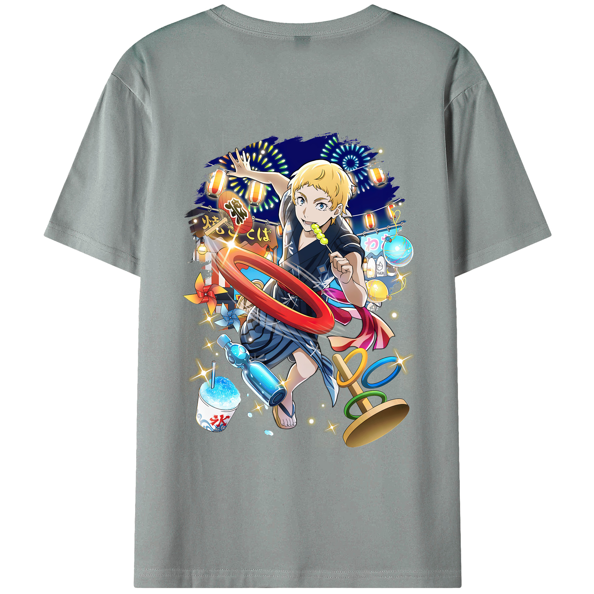 （画像用） 文豪ストレイドッグス Bungo Stray Dogs 綿100％ メンズ半袖Tシャツ（バックプリント） 通気性